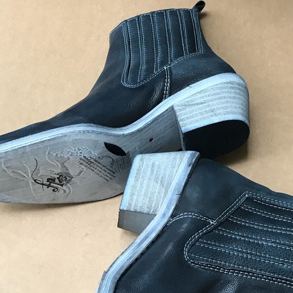 #0998 Free People Sz 6 Leather Square Toe Western Ankle Boots | Blue | NWOT - Picture 7 of 14